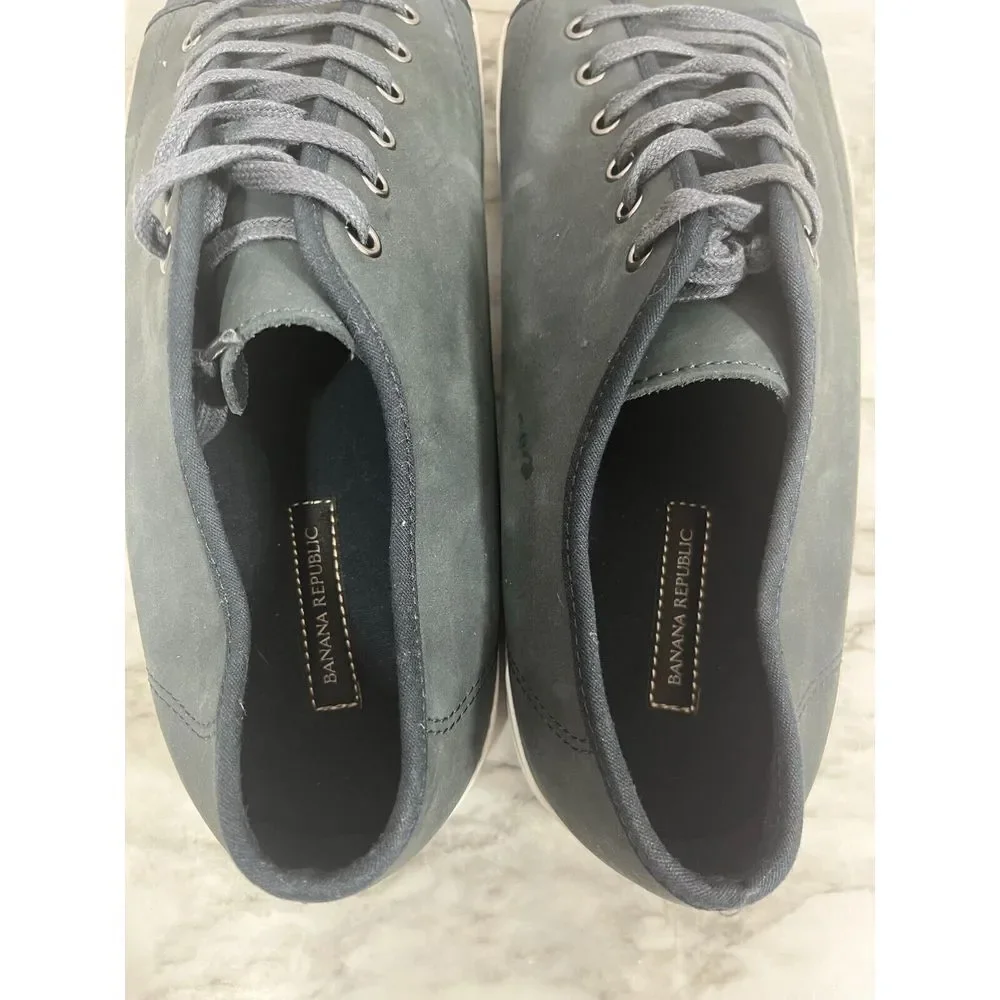 Banana Republic Shoes‎ Men's 13 Blue Leather Nubuck Court  Lace Up Sneakers